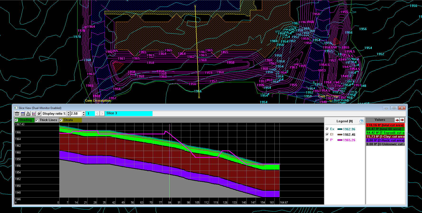 Cross Section Cut Fill Slice View